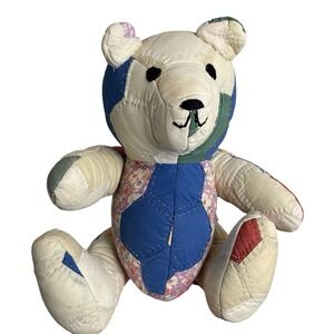Vintage Handmade Patchwork Quilt Teddy Bear 10"‎ Quilts Unlimited Floral Nursery